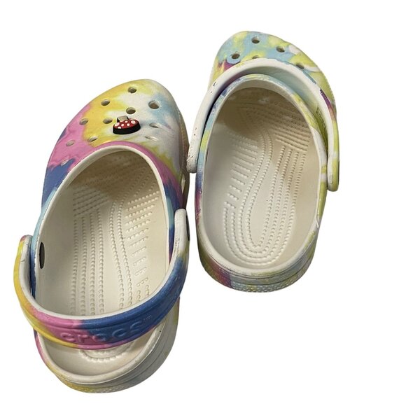 Crocs Clogs With Strap Mushroom Charm Tie Dye size 4 unisex Kids - Picture 2 of 9